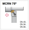 MCRN R 16-4D Tool Holder 75° End Cutting Edge Angle CN__43__ Insert