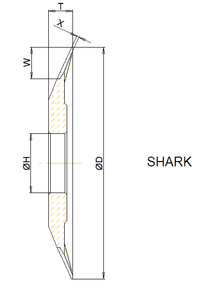 SHARK5 125x17x1,3 T=13 Bore 32 Grit D64 Concentration WQ125 Bond PRO5