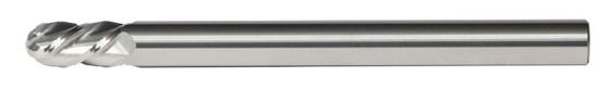 7/16" End Mill Single End Ball. Long Reach. Shank OD 7/16" LOC 1" OAL 6" - 4 Flutes Uncoated