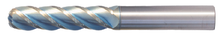  7/8" End Mill Single End Ball. Extra-Extra Long Lengths. Shank OD 7/8" Flute Length 5" OAL 8" - 4 Flutes AlTiN Ccoated