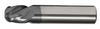 9/16" Stub End Mill Single End Ball Nose; Flute Length 1" OAL 3" - 4 Flutes AlTiN Coated - Hot Mill