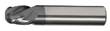  9/16" Stub End Mill Single End Ball Nose; Flute Length 1" OAL 3" - 4 Flutes AlTiN Coated - Hot Mill