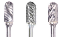  1/8" SC Shape Carbide Burr. Double Cut Ball Nosed Cylinder. LOC 9/16" Shank OD 1/8" OAL 2" - Uncoated