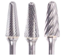  1/8" SL Shape Carbide Burr. Double Cut Ball Nosed Cone. LOC 3/8" Shank OD 1/8" OAL 1-1/2" - Uncoated